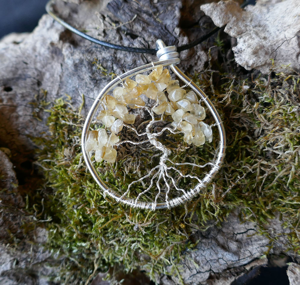 Collier arbre de vie en pierre naturelle Citrine