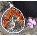 Cornelian Tree of Life Pendant, Orange GEmstone Pendant, LE SAULE REVEUR Creation