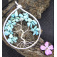 Turquoise Howlite Tree of Life Pendant, Blue Gemstone Jewel, Creation LE SAULE REVEUR