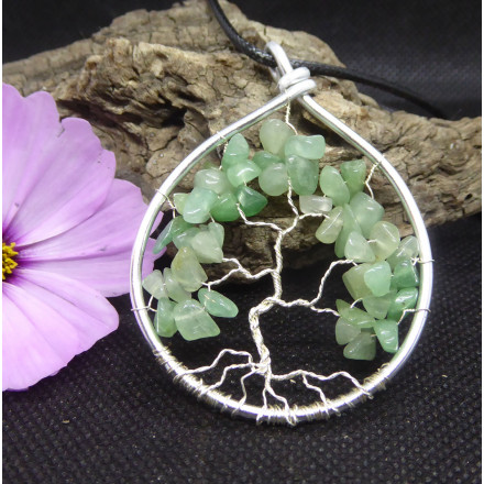 Pendentif Arbre de Vie en Aventurine Verte