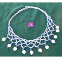 Moostone Lapis Lazuli Sparkling blu and silver coton Choker Necklace