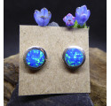 Precious Opale and Silver Stud Earings