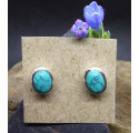 Boucles d'Oreille Puce Turquoise et Argent