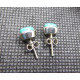 Boucles d'Oreille Puce Turquoise et Argent