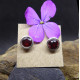 Garnet and Silver Stud Earings