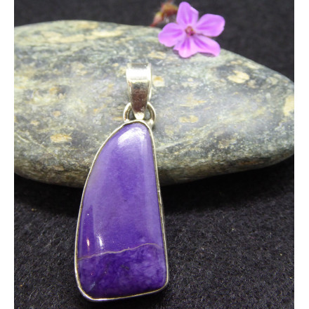 Charoite and Silver Pendant