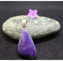 Charoite and Silver Pendant, triangle shape