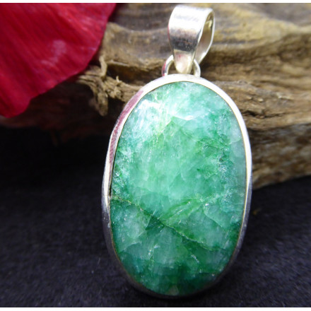 Green Emerald Silver Pendant