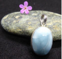 Oval Silver Larimar Pendant 22mm