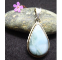 Pendentif Larimar et Argent en Goutte