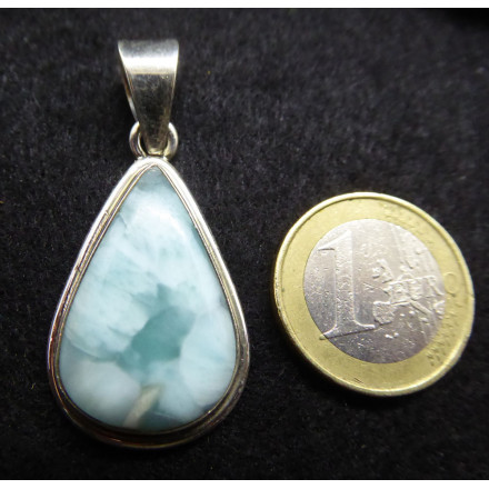 Pendentif Goutte en Larimar Argent 925 Grande Qualité