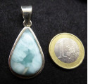 Pendentif Goutte en Larimar Argent 925 Grande Qualité