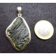 Moldavite Silver Pendant with a free shape