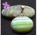 Green Striped Agate and Silver 925 Pendant