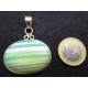 Green Striped Agate and Silver 925 Pendant