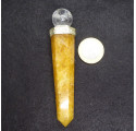 Yellow Quartz Energy Stick with Rock Crystal Ball