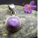 Pendentif en Charoite et Argent de forme Ronde