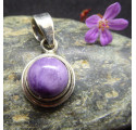 Round Charoite and Silver Pendant