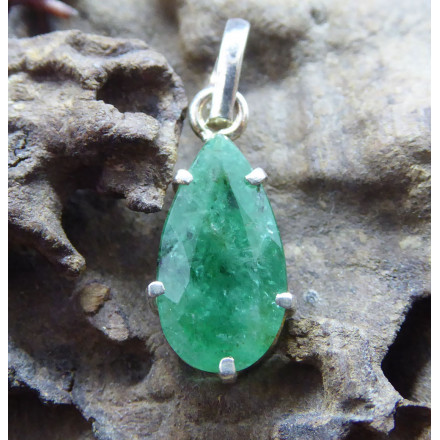 Emerald Silver 925 Pendant, Drop Shape