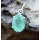 Oval Green Emerald Silver Pendant