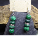 Boucles d'Oreille en Malachite et Strass