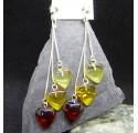 Boucles d'Oreilles 3 Coeurs en Ambre