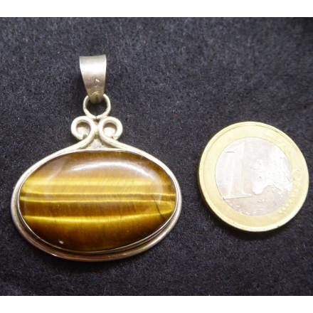 Tiger Eye Pendant Silver Curl