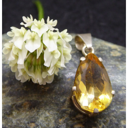 Faceted Citrine Drop Shape Pendant